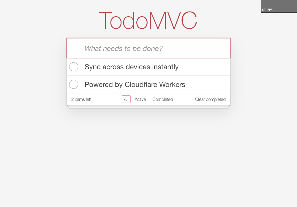 TodoMVC + CF Sync application interface
